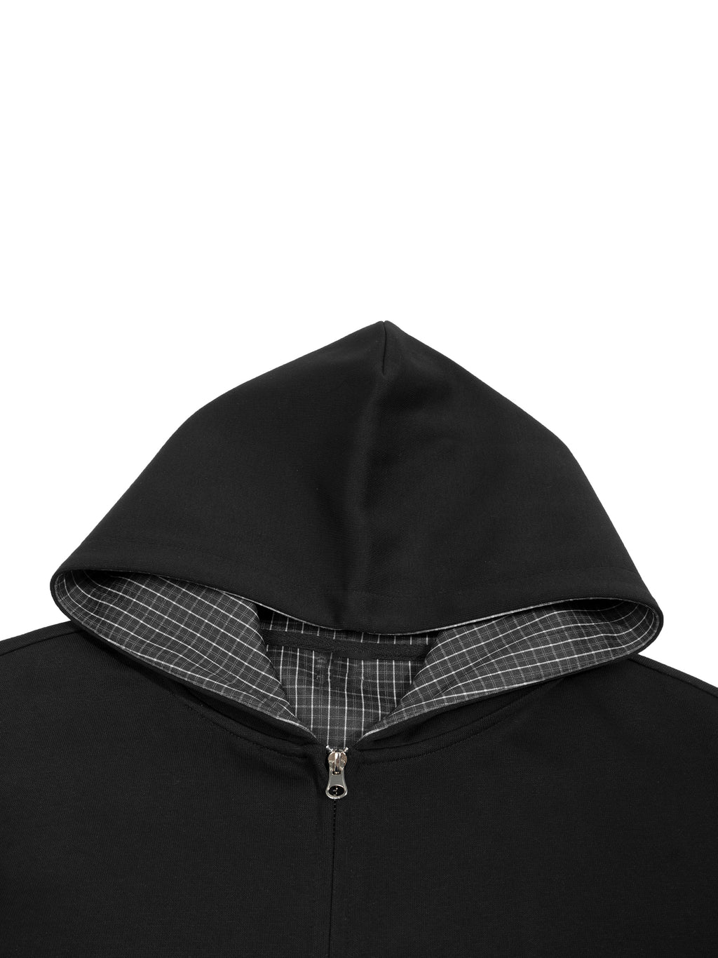 Mulini Core Black Plaid Boxy Zip Hoodie