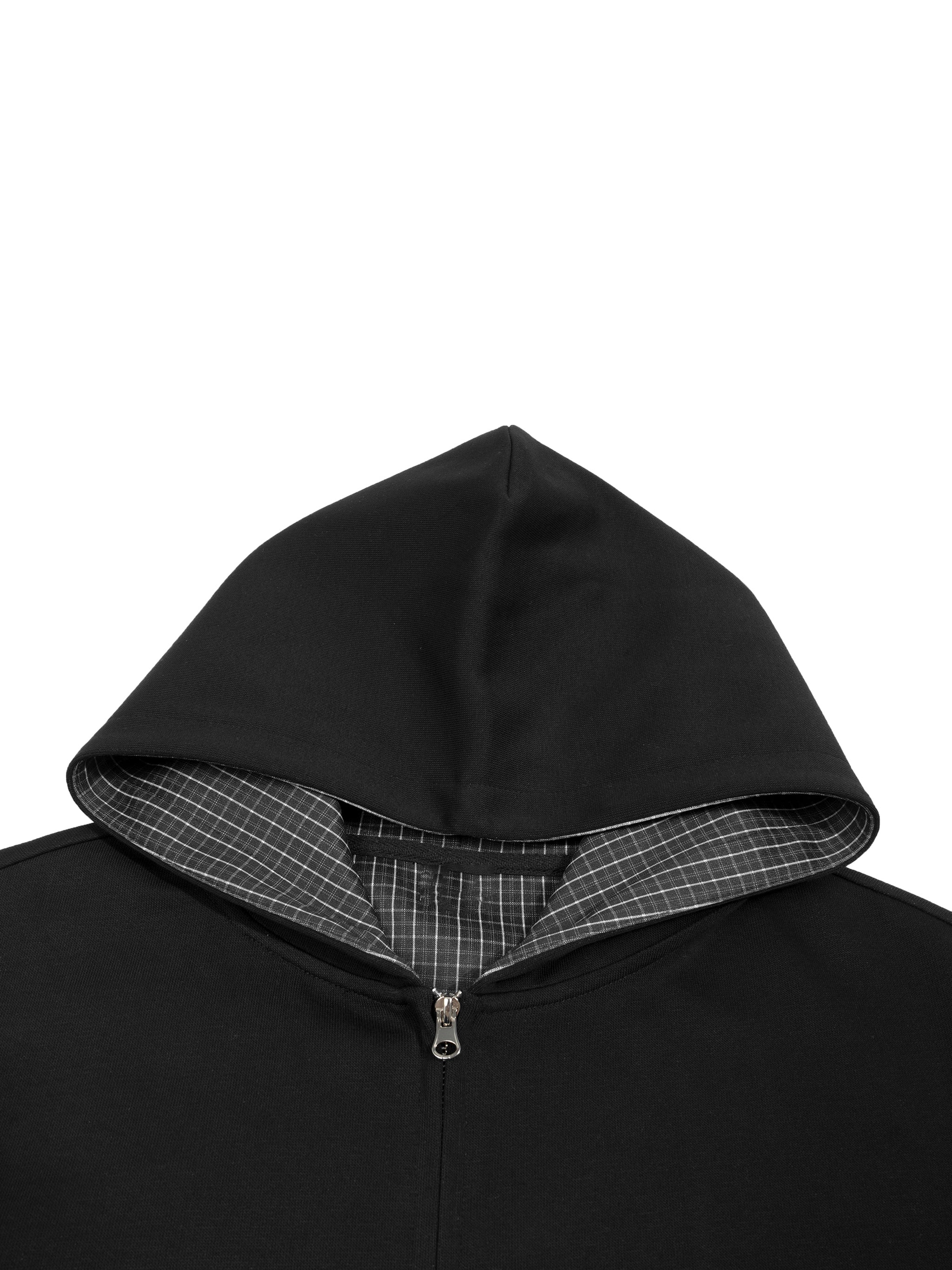 Mulini Core Black Plaid Boxy Zip Hoodie